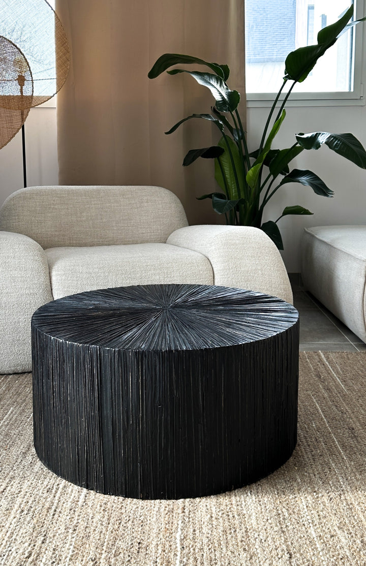 Table basse en bois et feuilles de cocotier COCO
