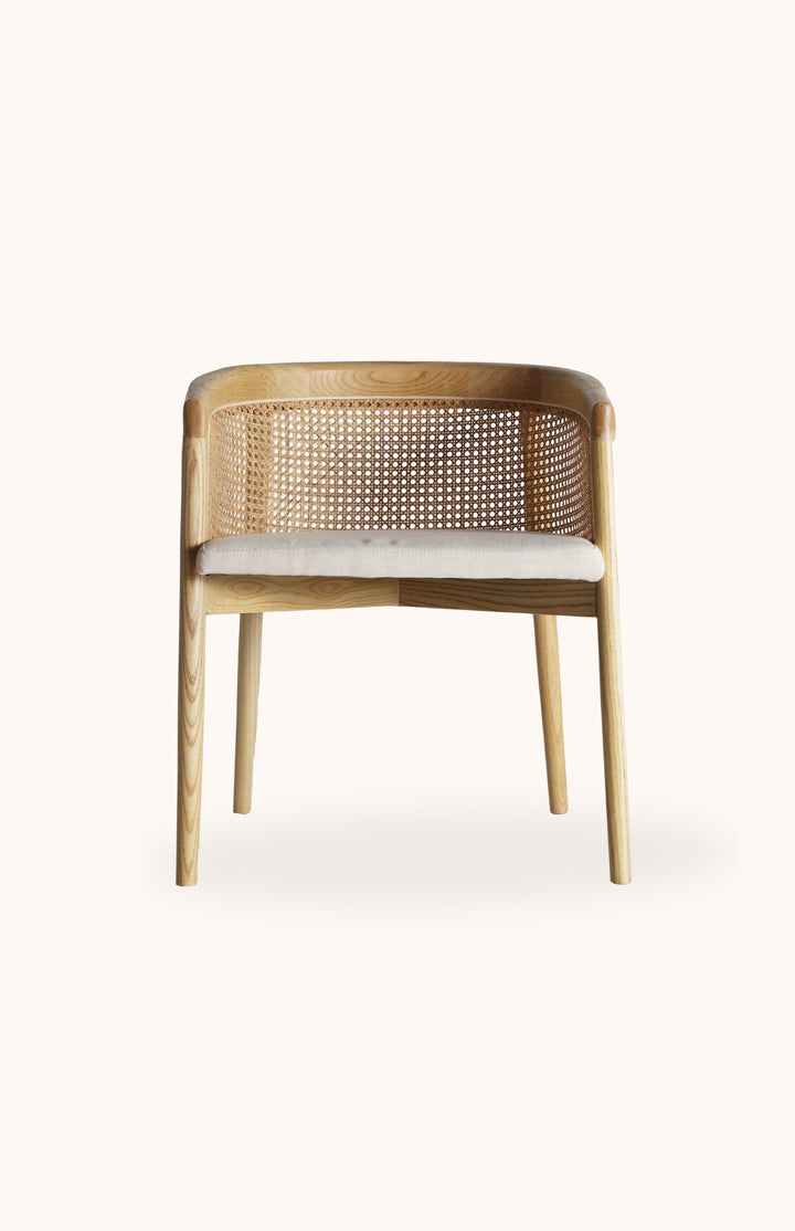 Chaise en bois d'orme naturel et cannage ORMA
