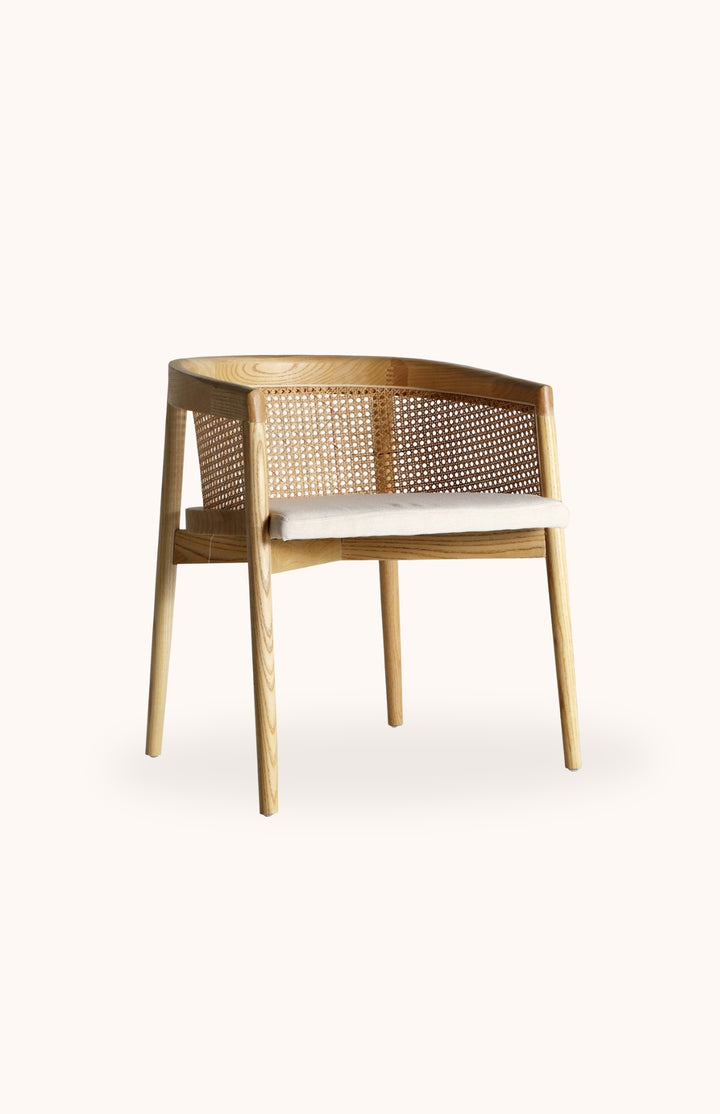 Chaise en bois d'orme naturel et cannage ORMA