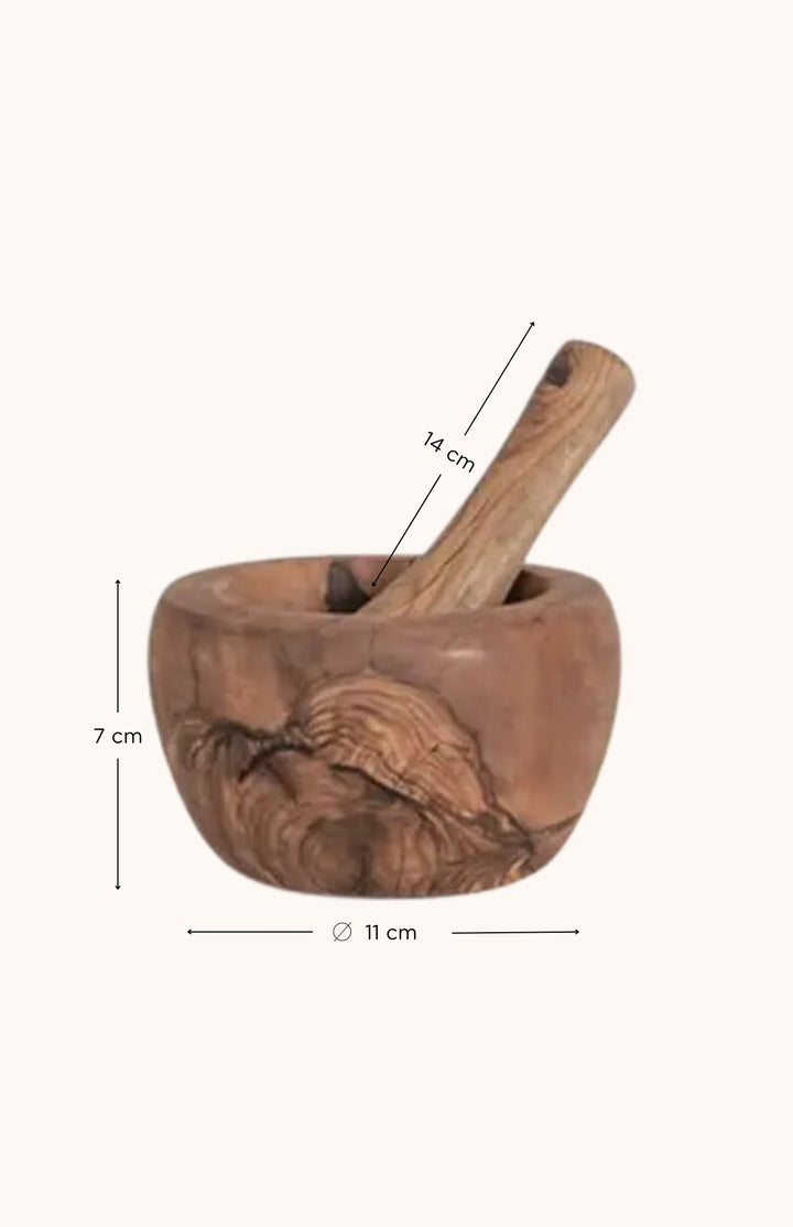 Mortier avec pilon en bois d'olivier OLIVIA