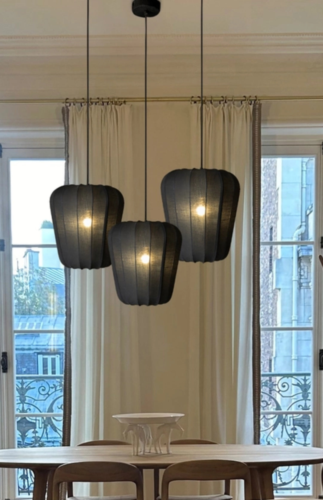 Suspension en fil de coton noir LUMI