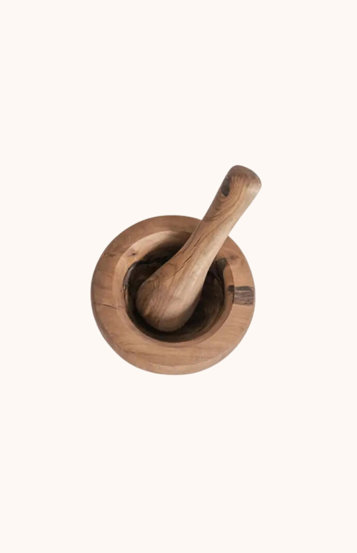 Mortier avec pilon en bois d'olivier OLIVIA